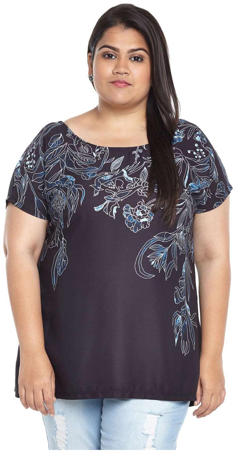 

Alto Moda by Pantaloons Women Black Regular fit Round neck Cotton T shirt