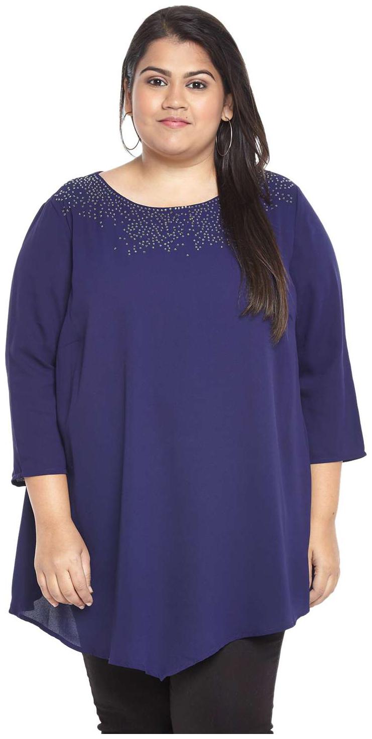 

Alto Moda by Pantaloons Women Solid Regular top - Blue