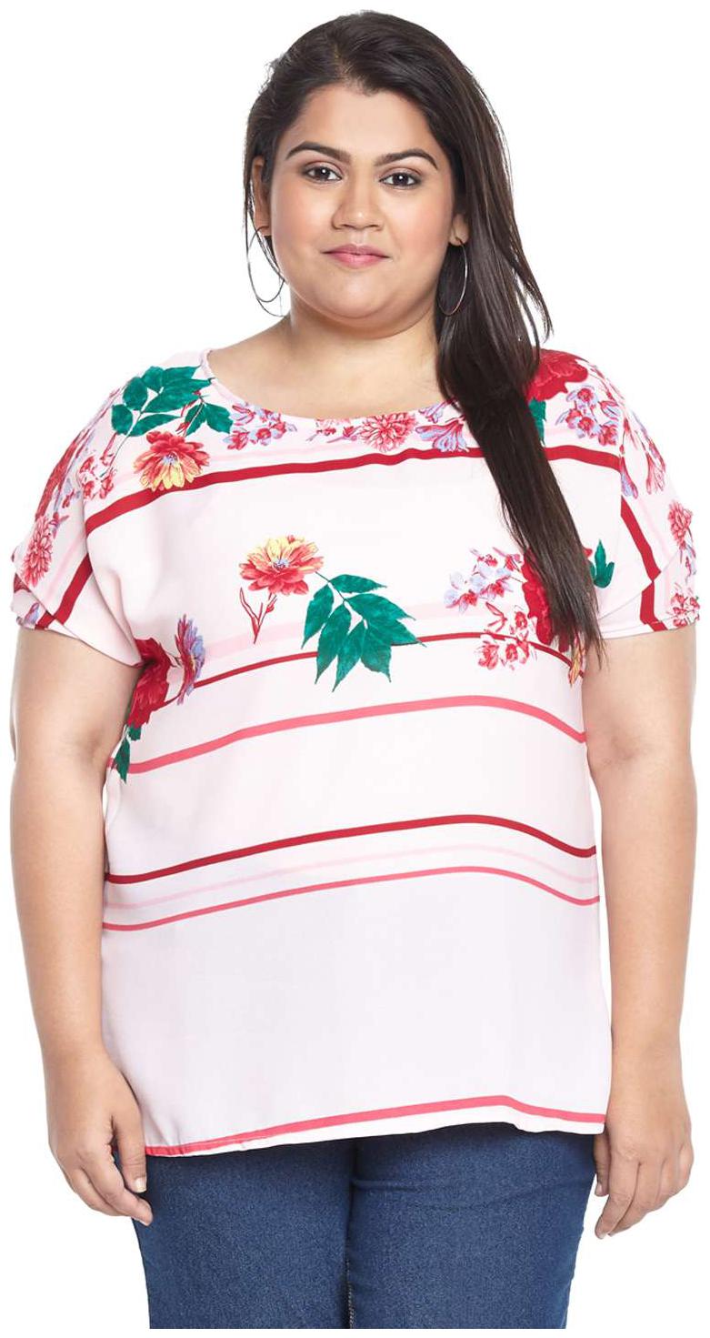 

Alto Moda by Pantaloons Women Striped Regular top - Pink