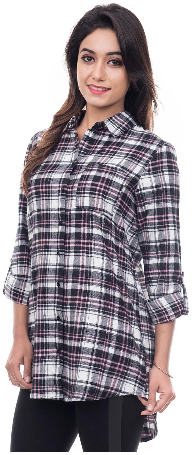 

Amadore Women Purple Checked Regular Fit Shirt