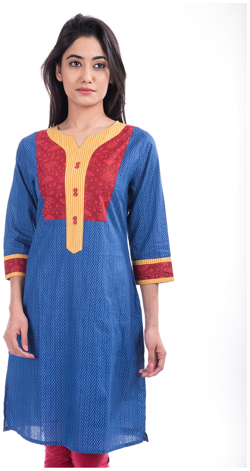 

Amadore Women Blue Printed Straight Kurta