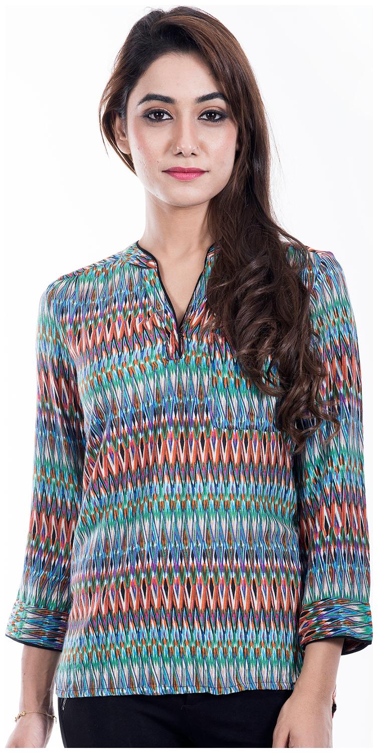 

Amadore Casaul Printed Multi Color Rayon Top