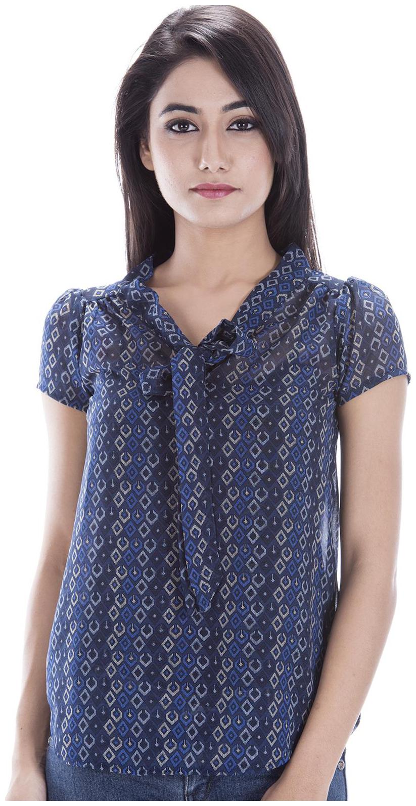 

Amadore Casual Short Sleeve Printed Women s Blue Top