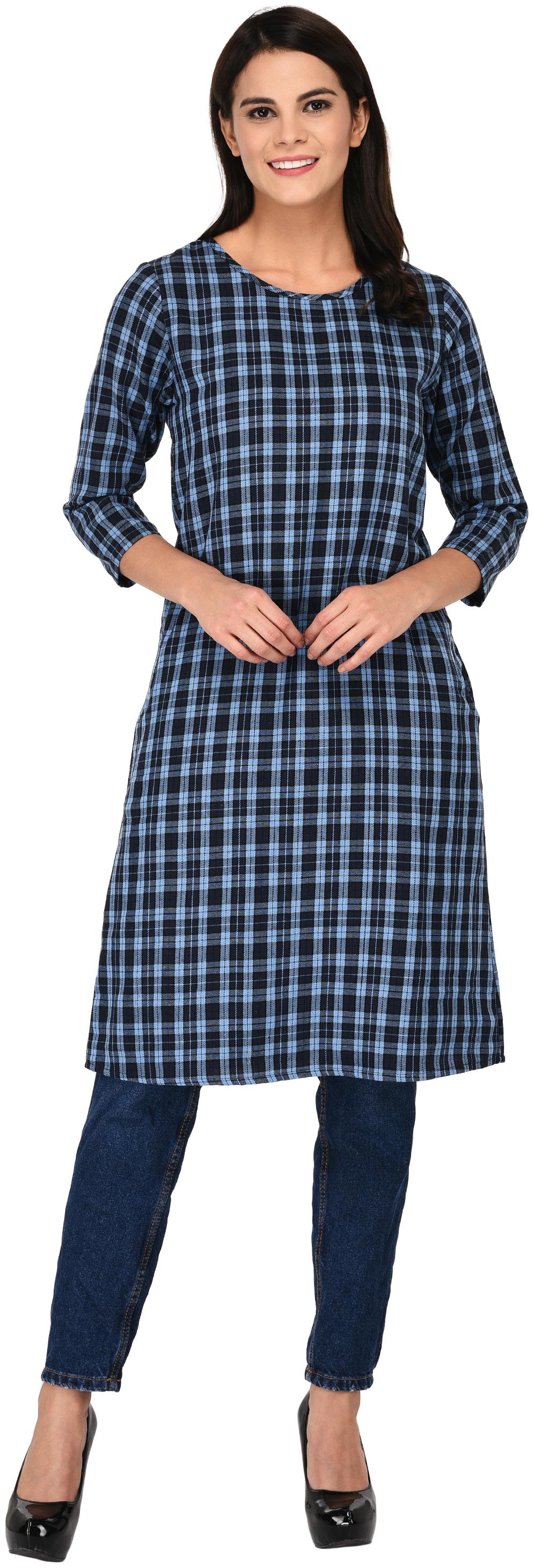 

Amadore Women Checked Regular tunic - Blue
