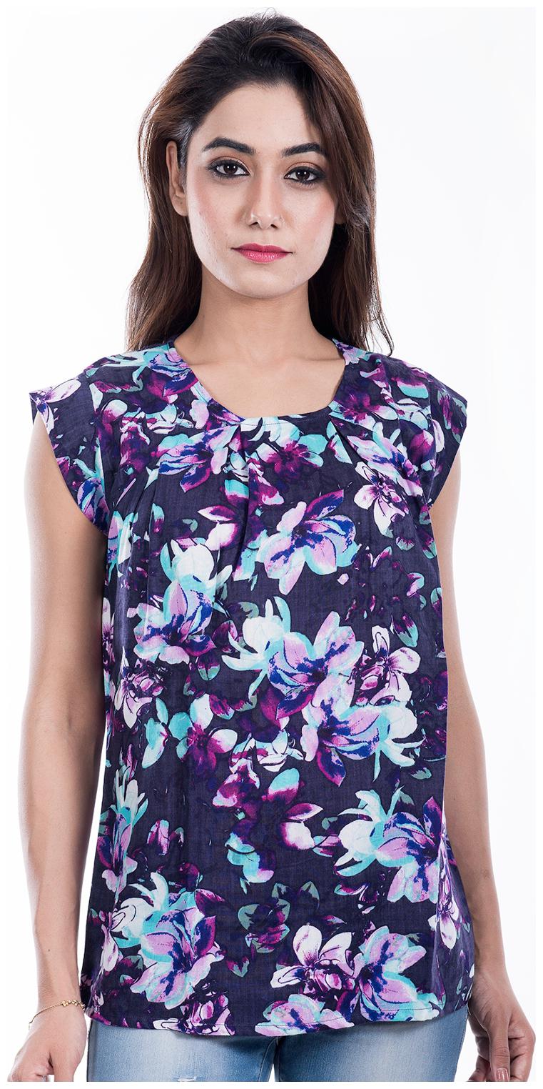 

Amadore Casual Multi Color Floral Print Rayon Top
