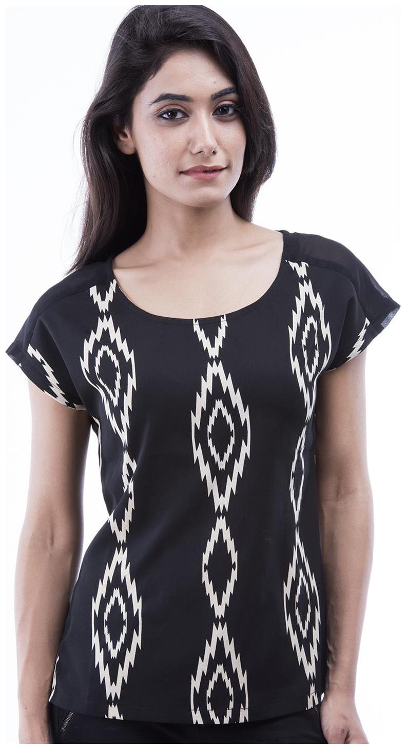 

Amadore Casual Short Sleeve Printed Women s Black Top
