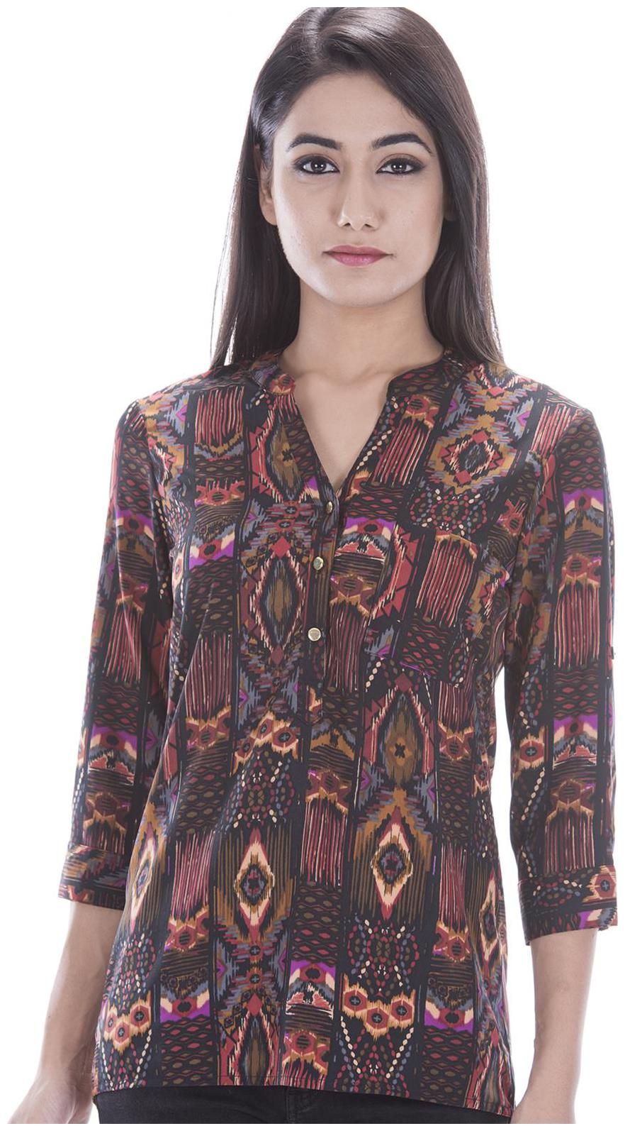 

Amadore Casual 3 4 Sleeve Printed Women s Multicolor Top