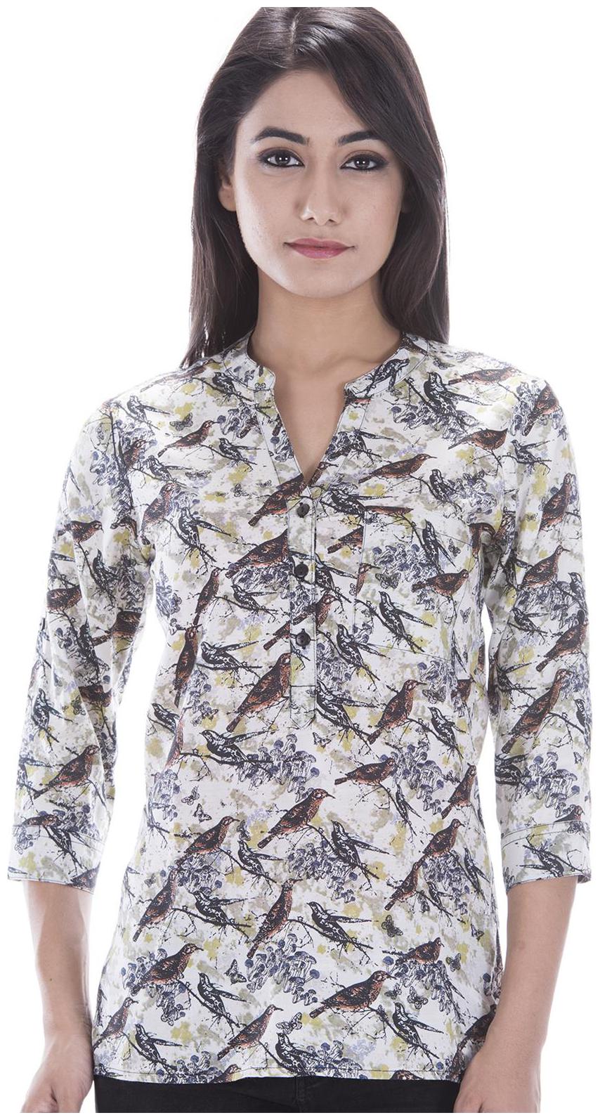 

Amadore Women Grey Printed Regular Fit Shirt