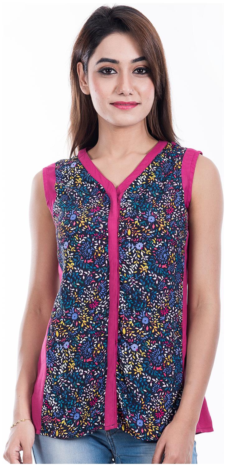 

Amadore Causal Multi Color Printed Polycrepe Top