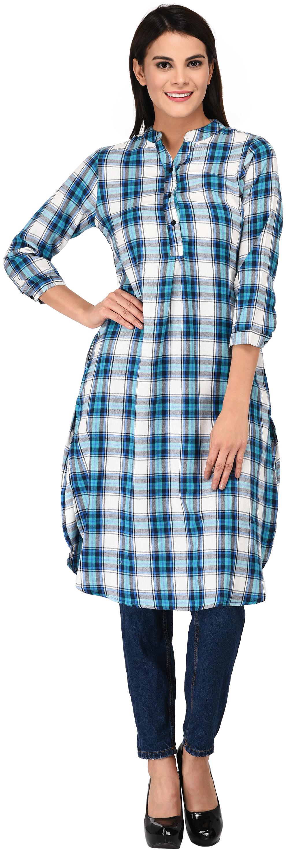 

Amadore Women Checked Regular tunic - Blue