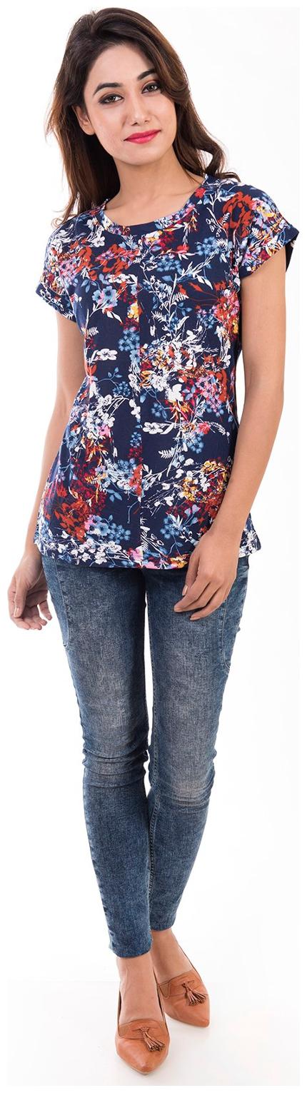 

Amadore Floral Round Neck Multicolor T-Shirt