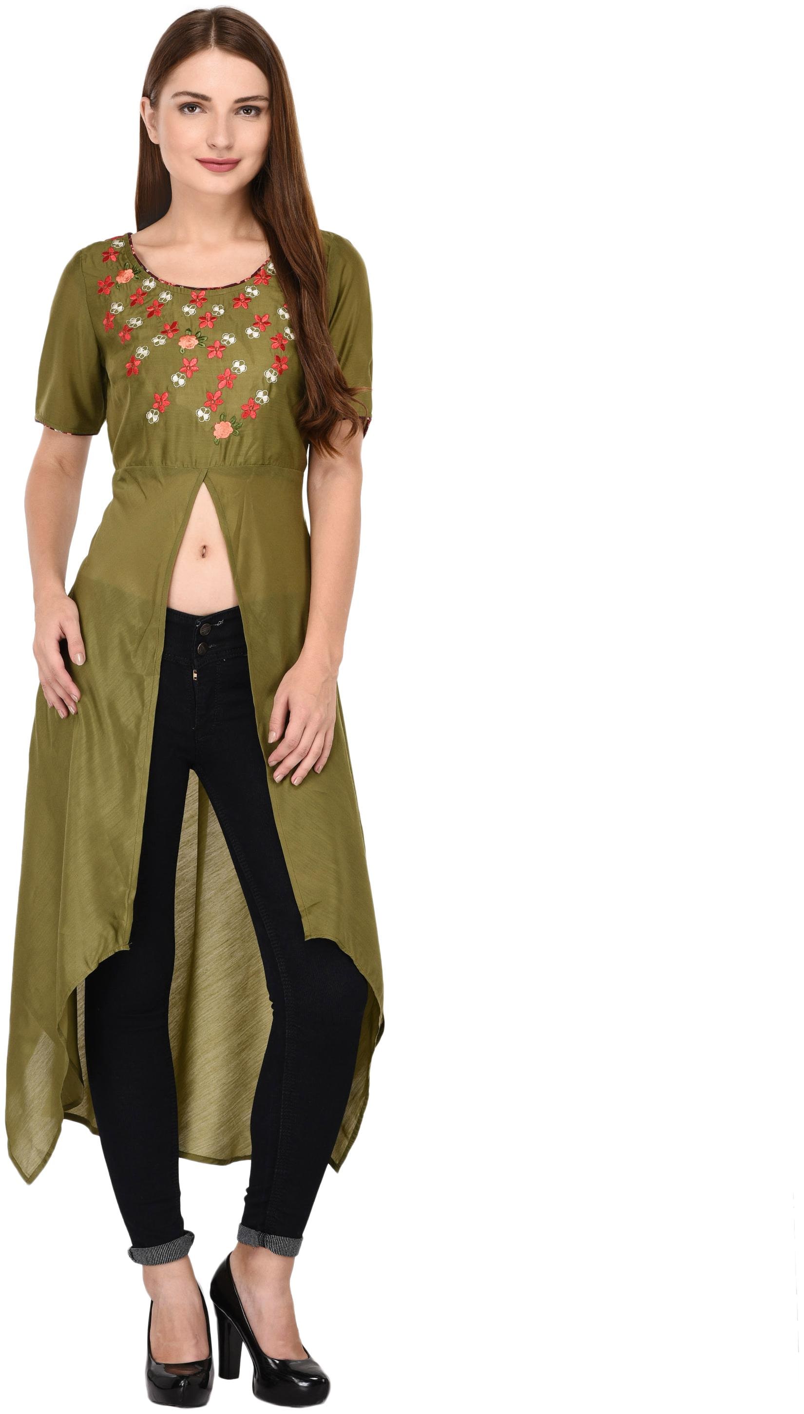 

Amadore Women Embroidered Regular top - Green