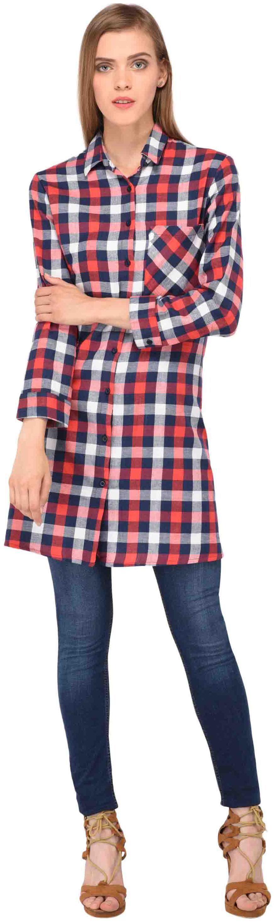 

Amadore Women Red Checked Regular Fit Shirt