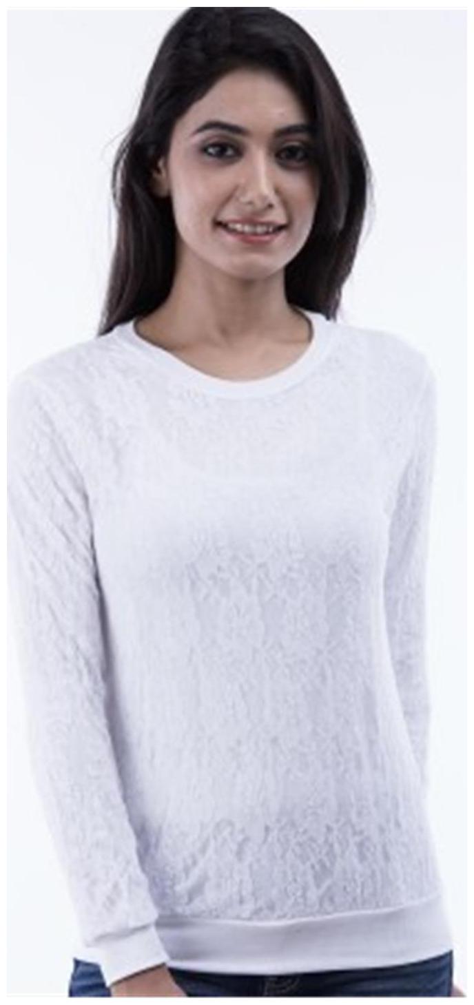 

Amadore Self Design Women s Round Neck White T-Shirt