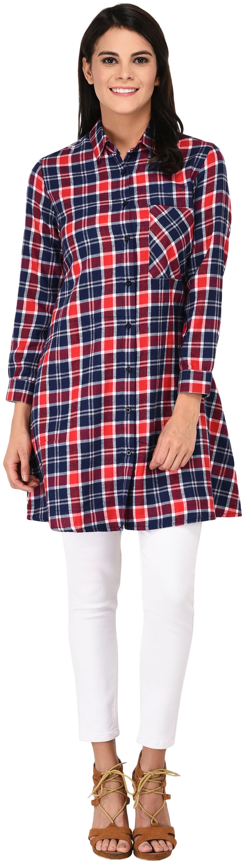 

Amadore Women Checkered Casual Multicolor Boxy Fit Shirt