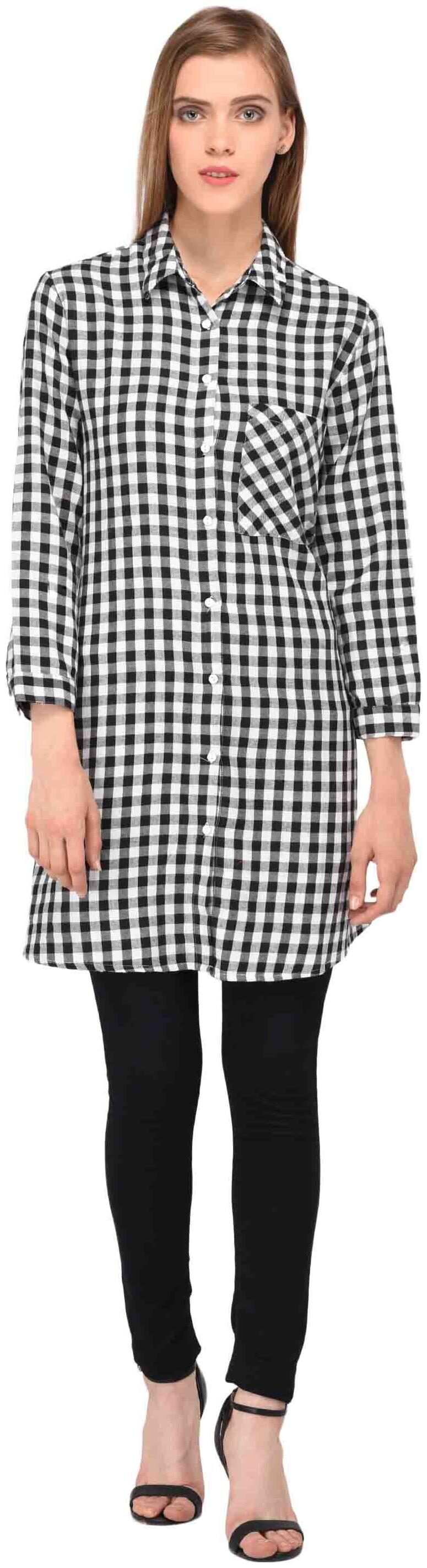 

Amadore Women Black Checked Regular Fit Shirt