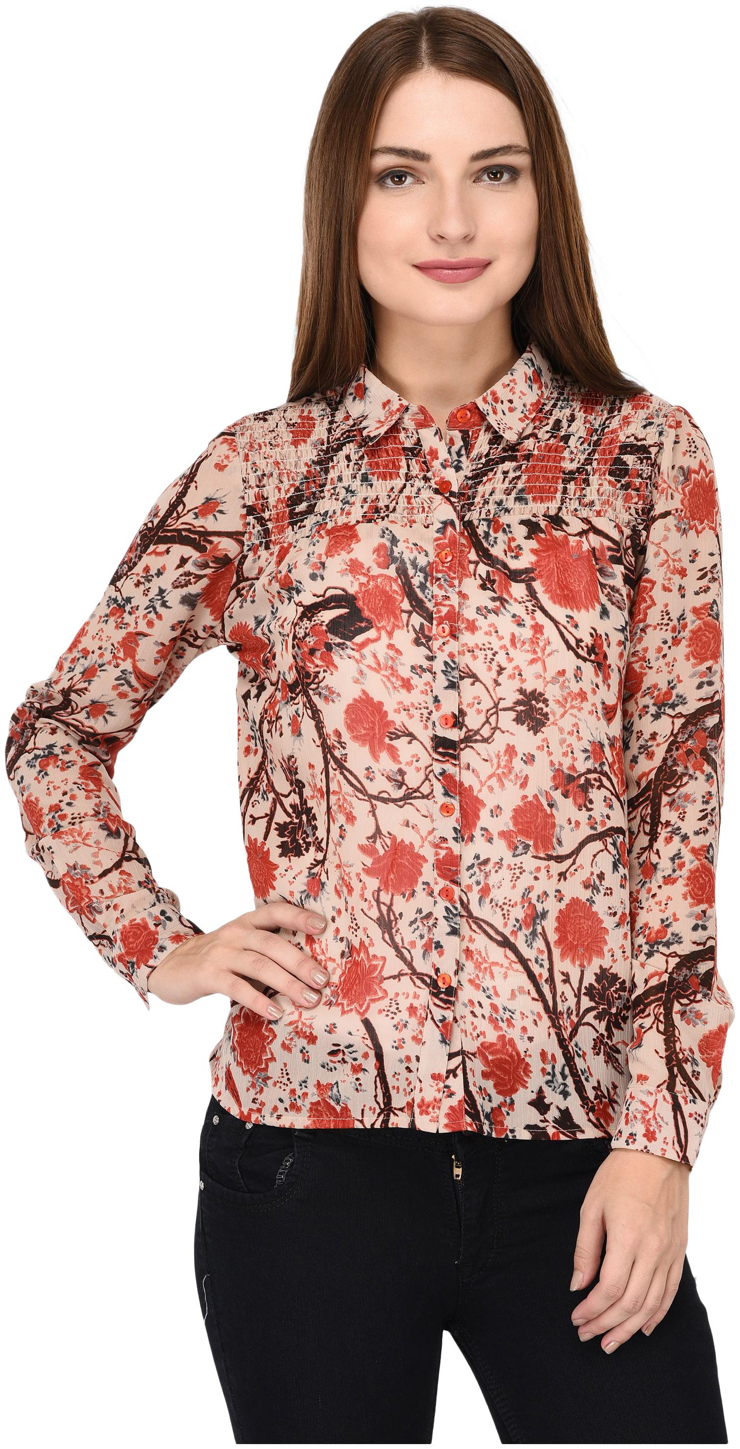 

Amadore Women Beige Printed Regular Fit Shirt