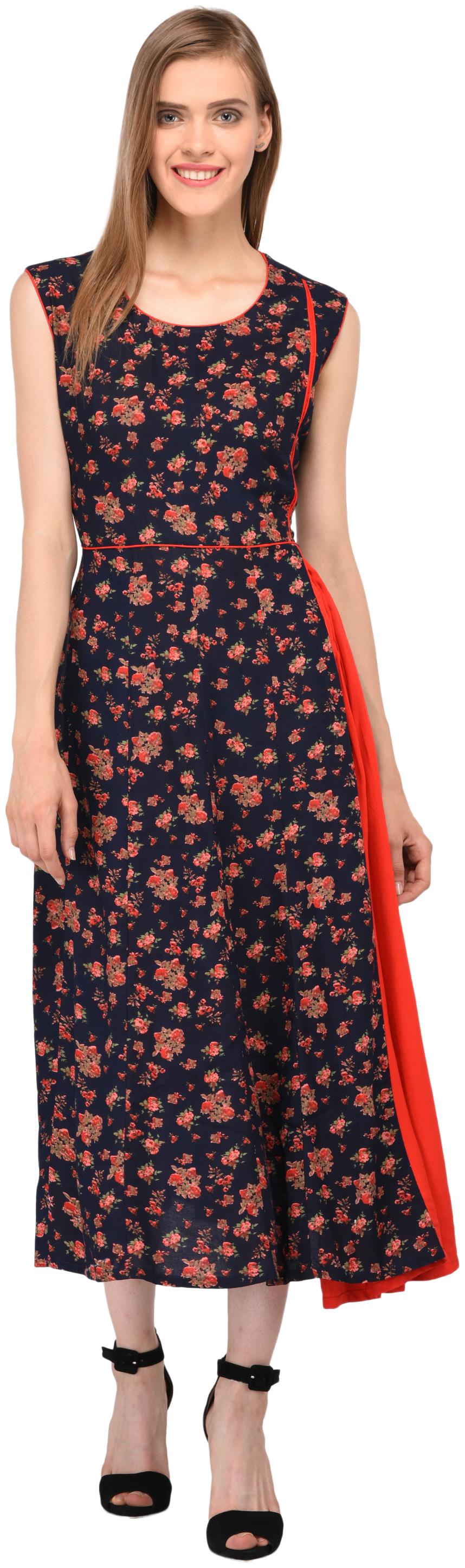 

Amadore Blue Floral A-line dress