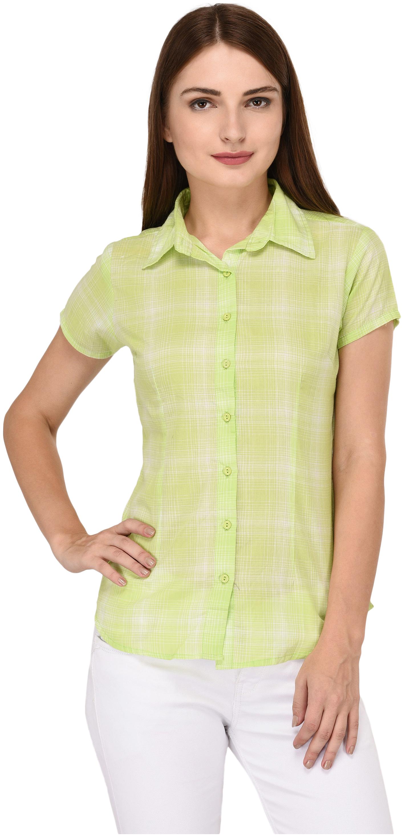 

Amadore Women Green Checked Regular Fit Shirt