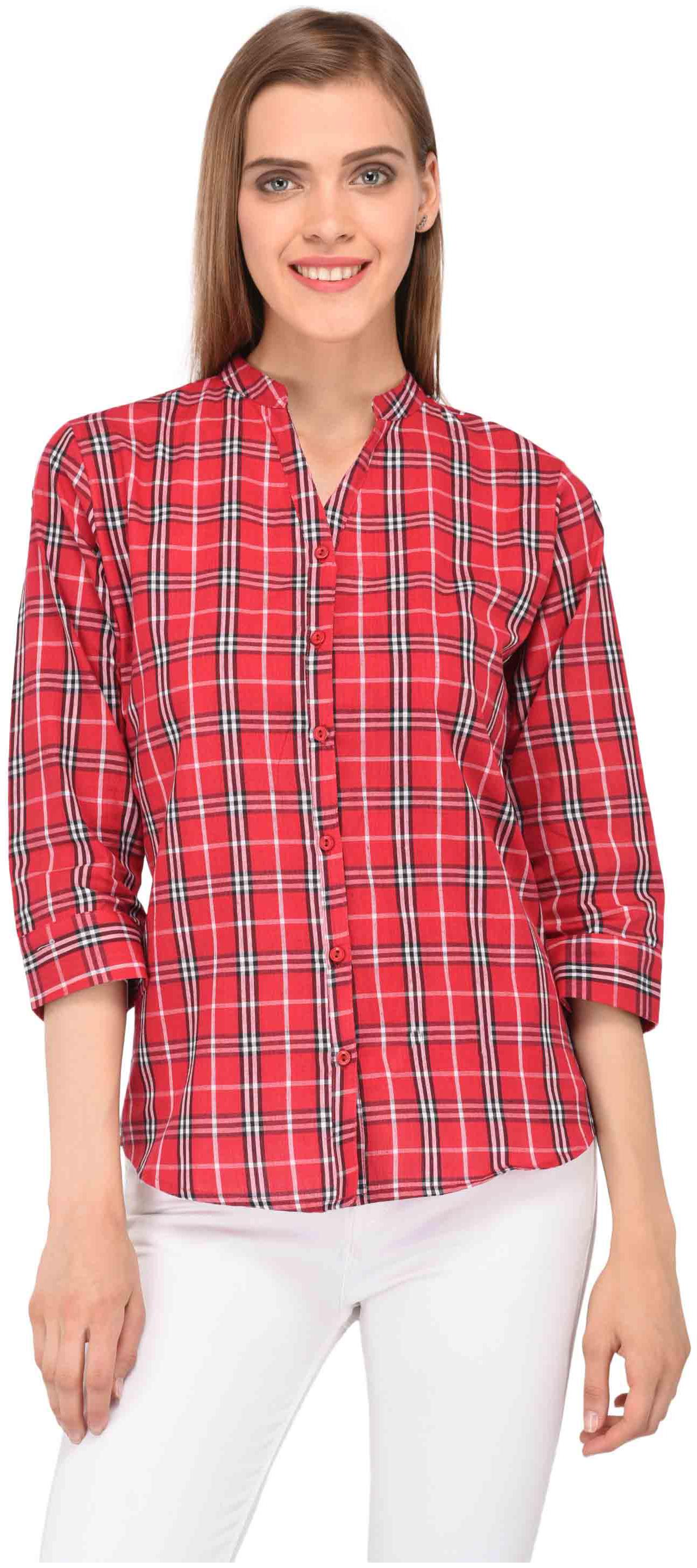 

Amadore Women Red Solid Regular Fit Shirt