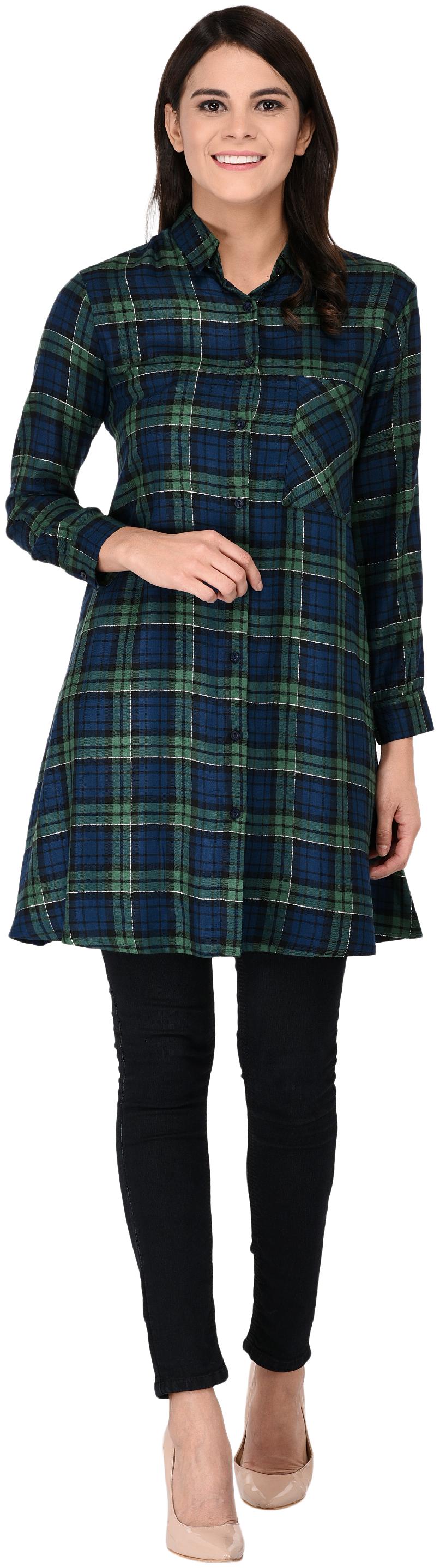 

Amadore Women Checkered Casual Green Shirt