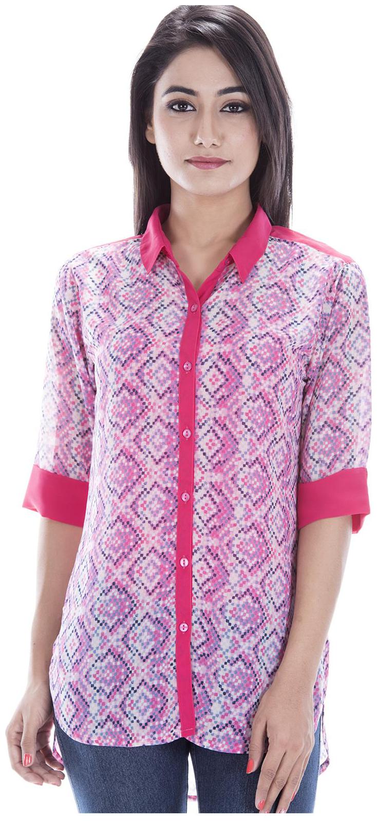 

Amadore Women Purple Printed Regular Fit Shirt