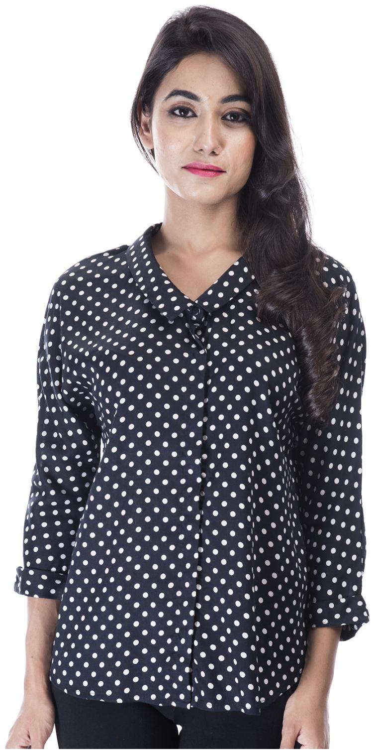 

Amadore Women Grey Polka Dots Regular Fit Shirt