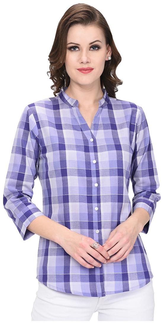 

Amadore Women Purple Checked Regular Fit Shirt