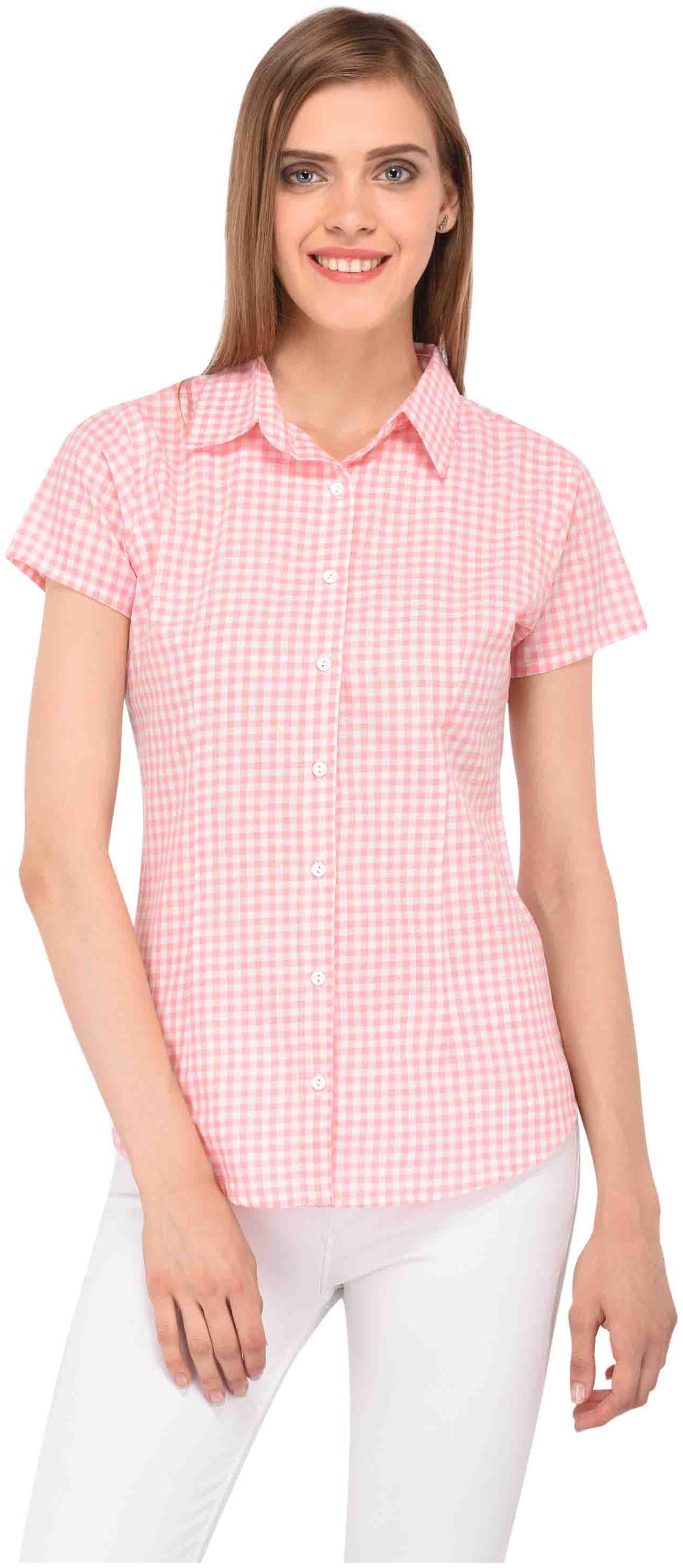 

Amadore Women Pink Checked Regular Fit Shirt