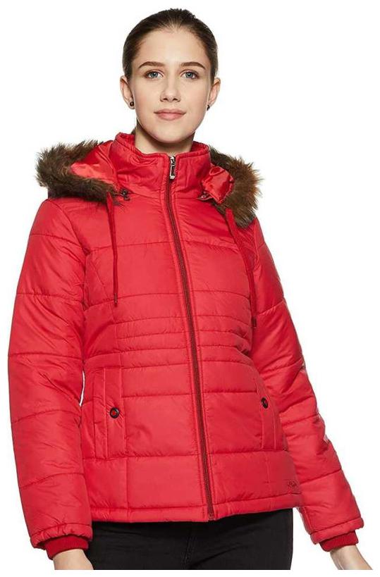 

Amagav Women Solid Quilted Jacket - Red