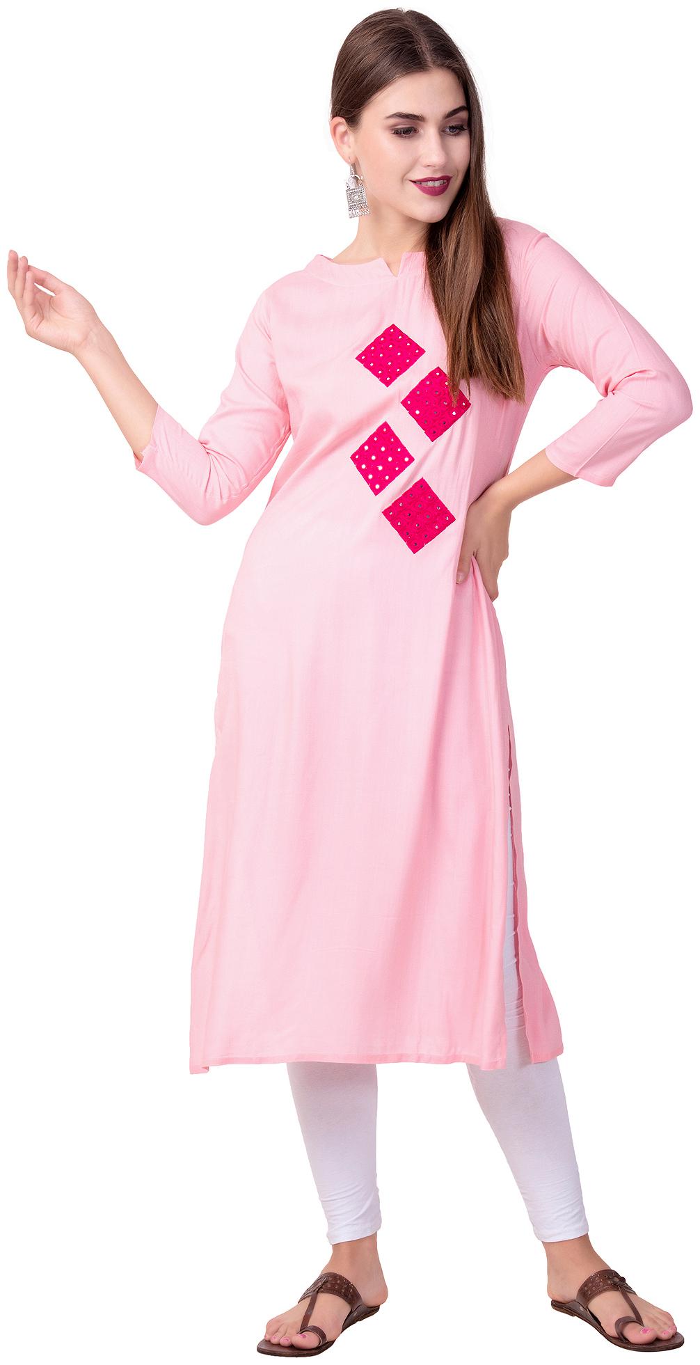 

Ameerah Women Pink Embroidered Straight Kurta