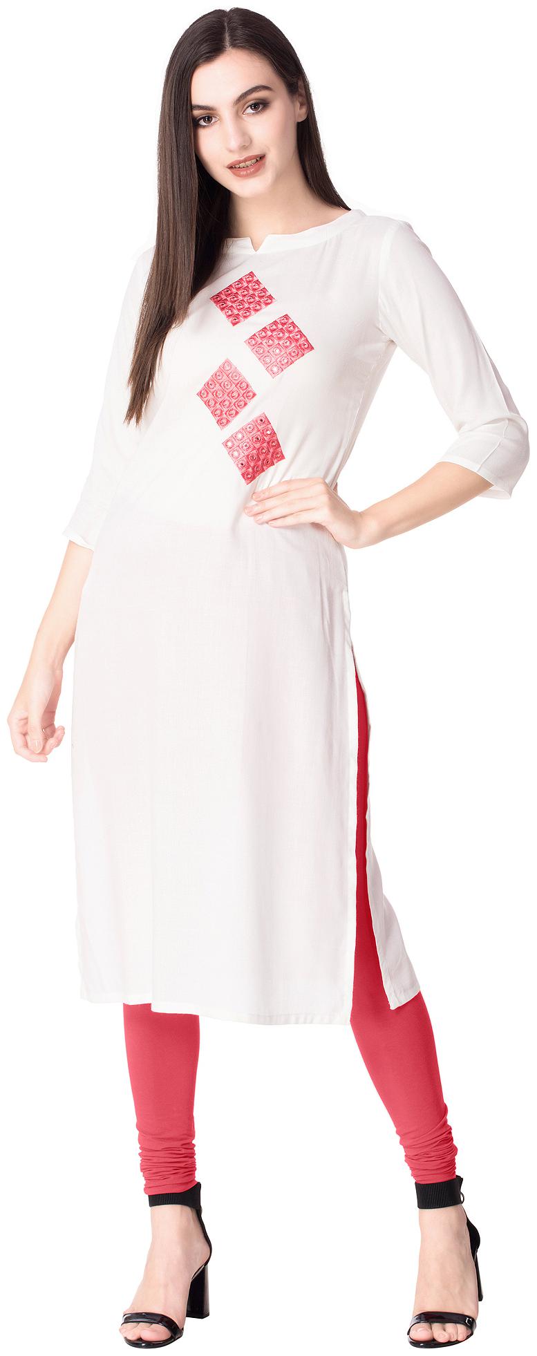 

Ameerah Women White Embroidered Straight Kurta