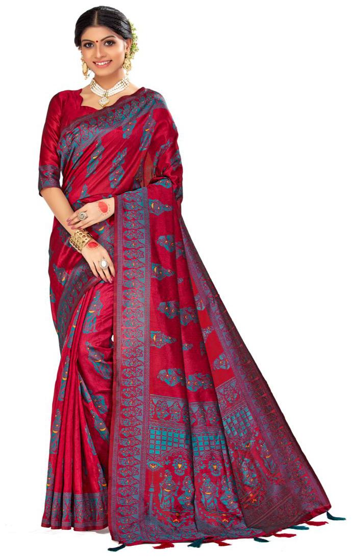 

AMEGH Silk Woven Maroon Designer Saree For Women