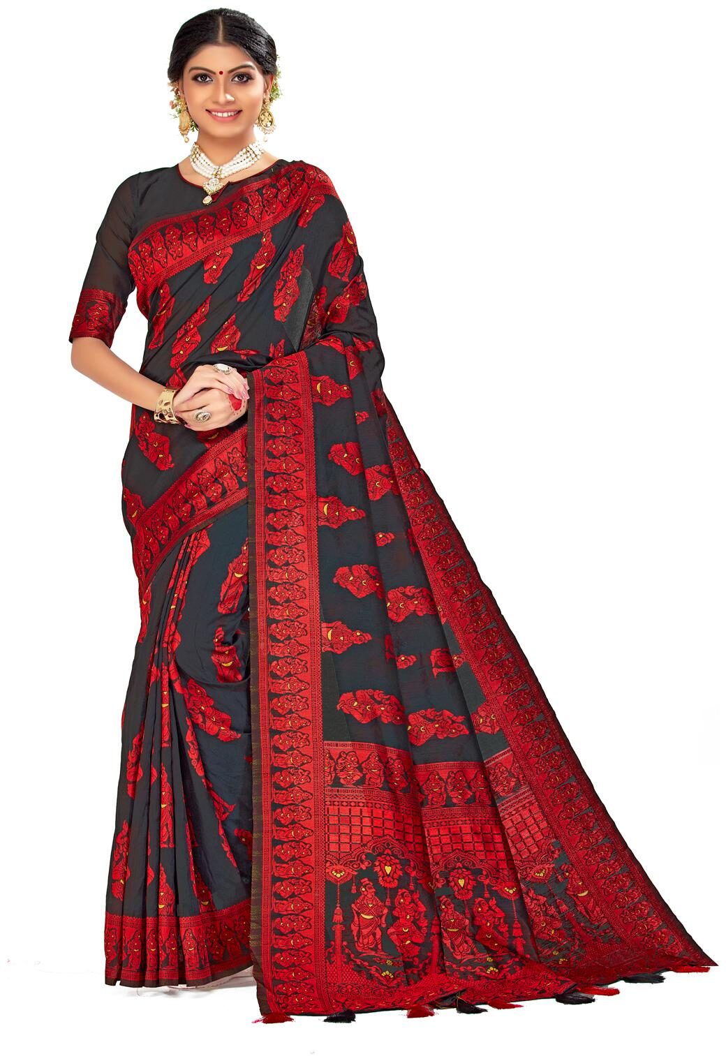 

Amegh Women Grey Color Poly Cotton Silk Saree
