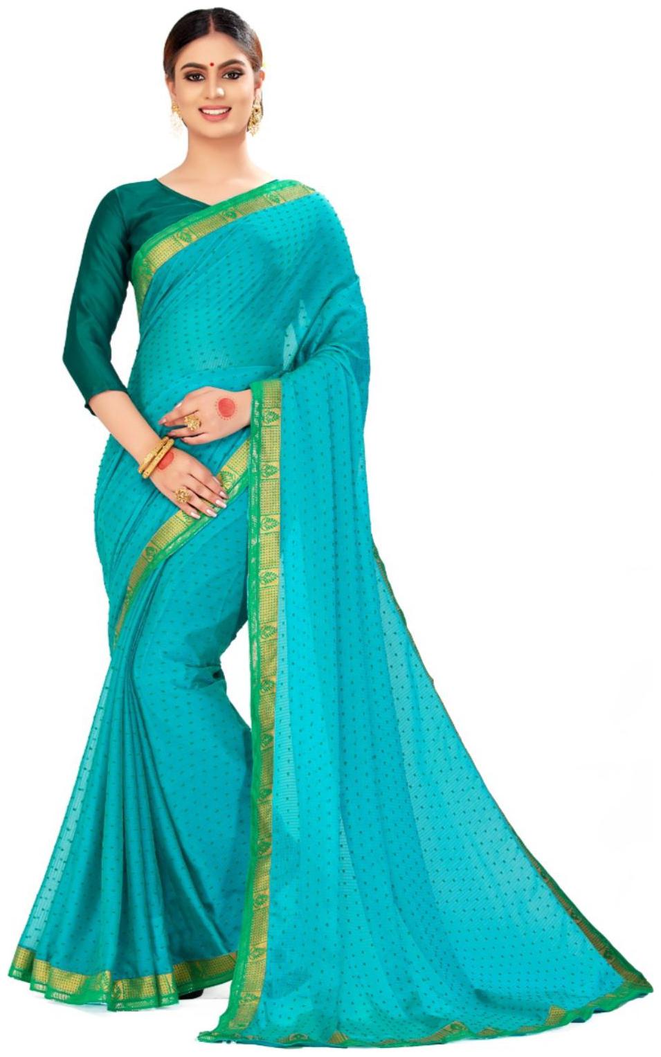 

AMEGH Women Georgette Printed Saree Blue