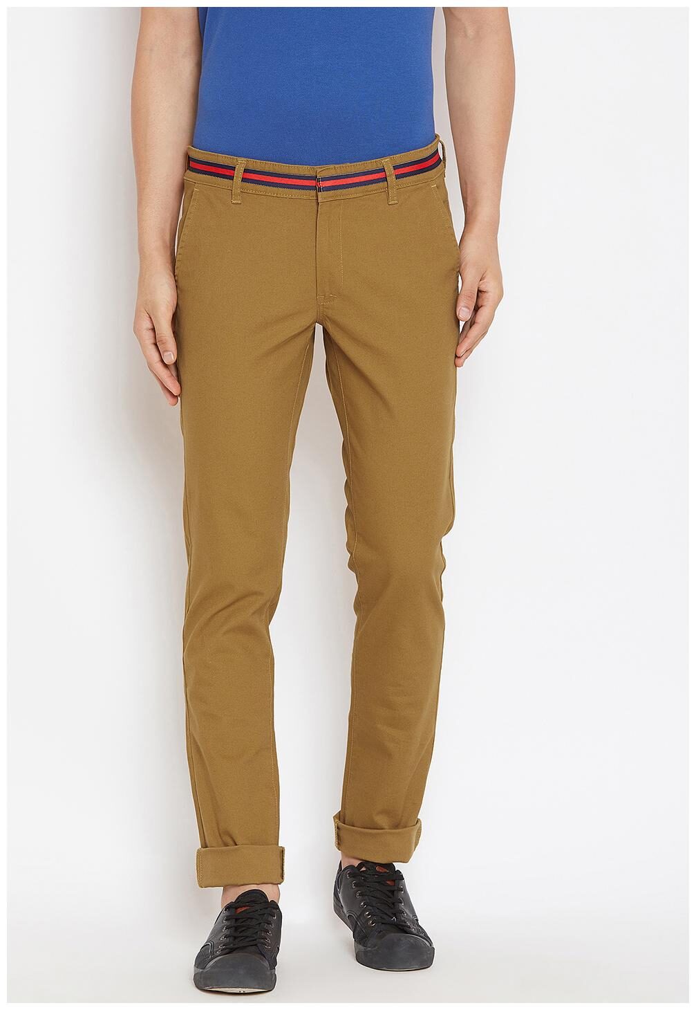 

American Archer Men Brown Textured Slim fit Chinos