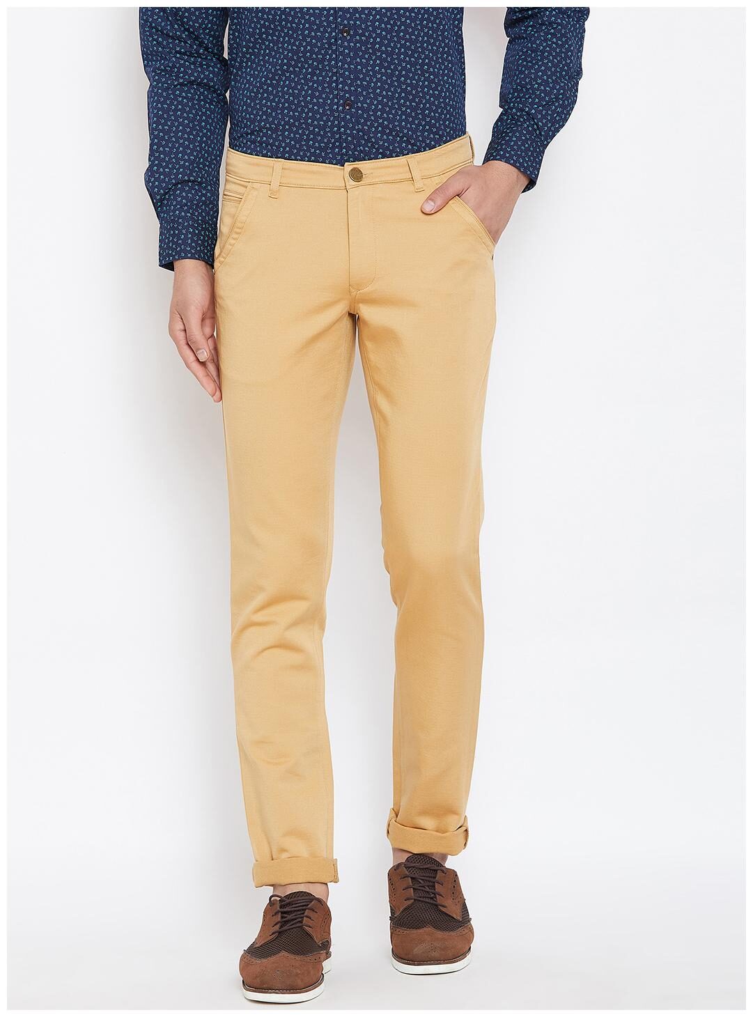 

American Archer Men Beige Textured Slim fit Chinos
