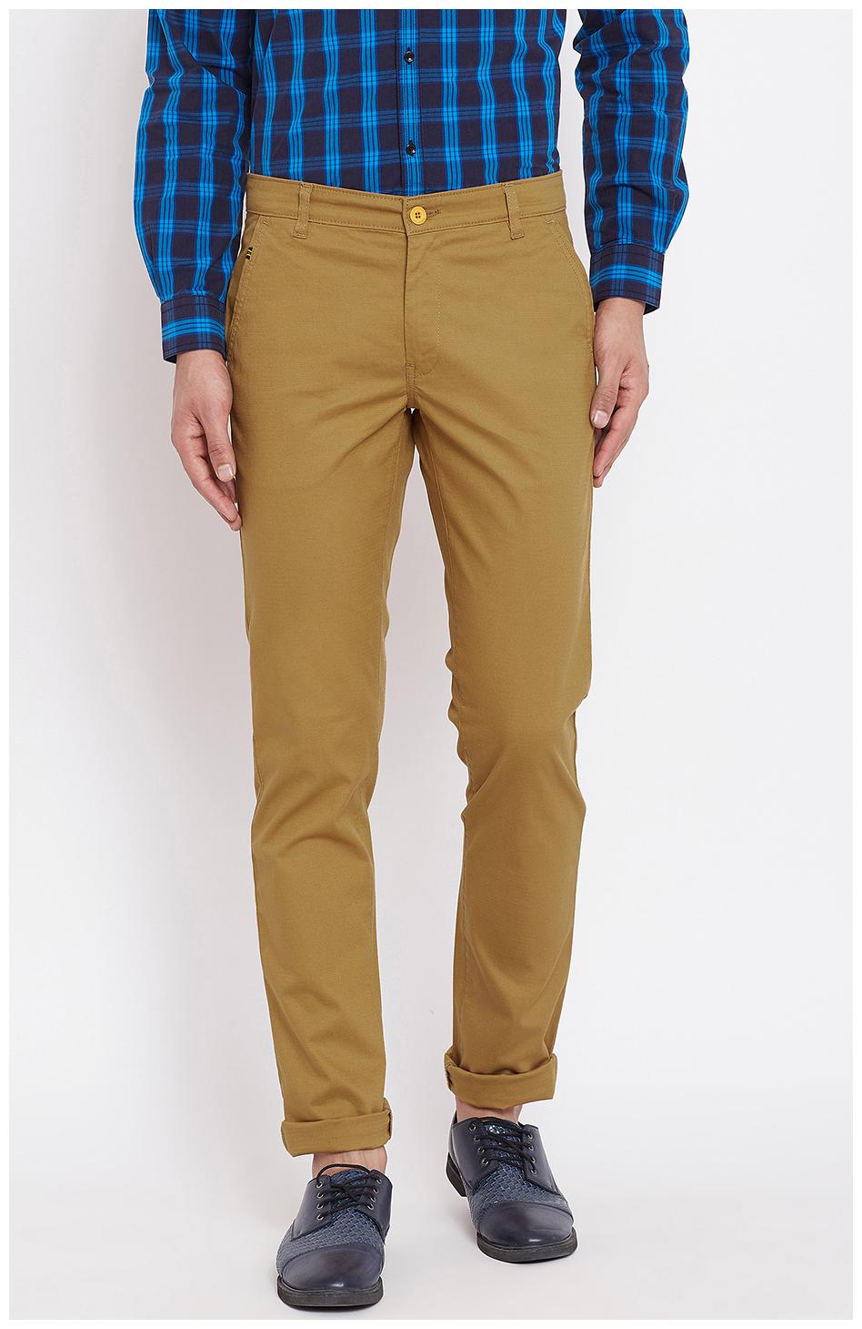 

American Archer Men Brown Textured Slim fit Chinos