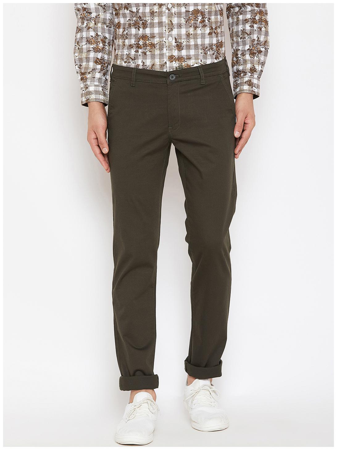 

American Archer Men Green Textured Slim fit Chinos