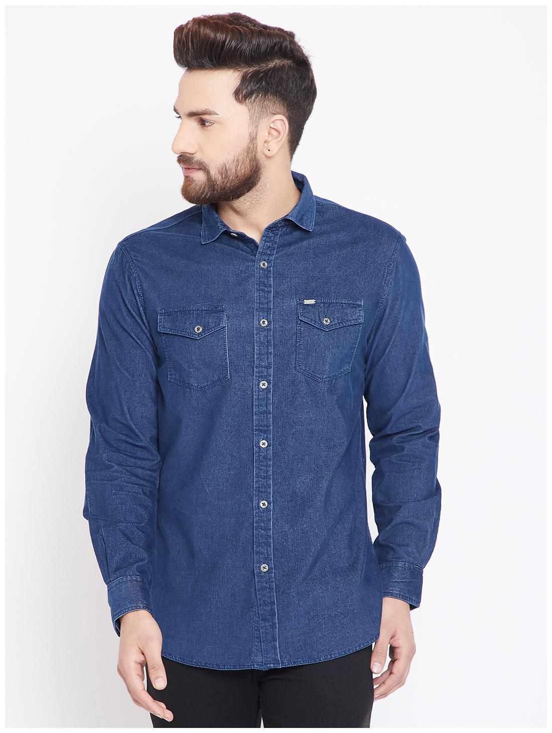

American Archer Men Blue Solid Slim Fit Casual Shirt