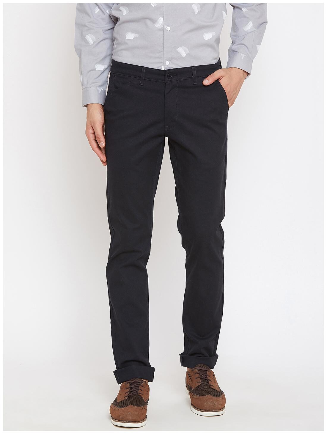 

American Archer Men Blue Textured Slim fit Chinos