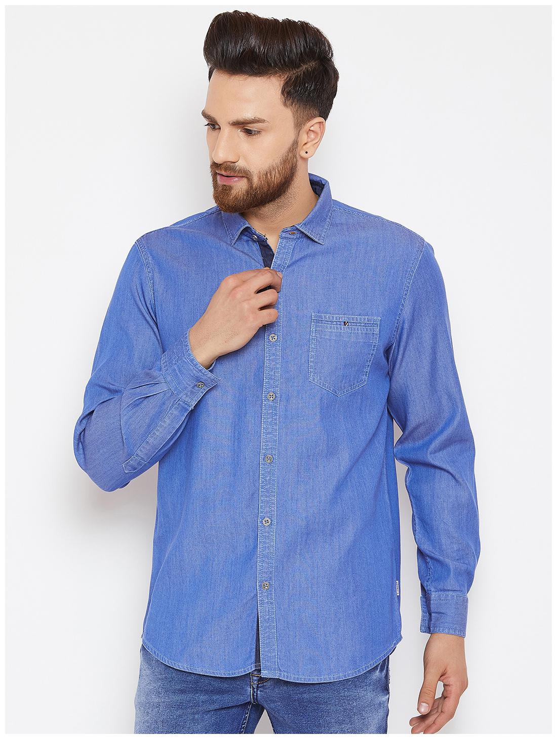 

American Archer Men Blue Solid Slim Fit Casual Shirt