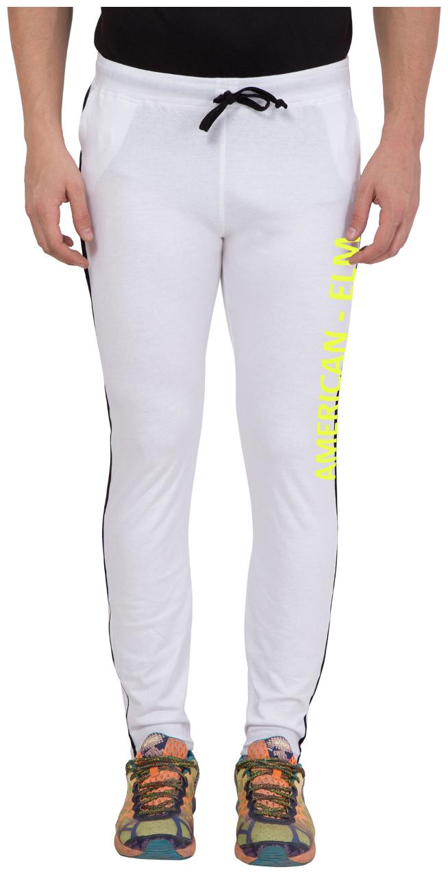 

American-Elm Men s White Cotton Printed Trackpant