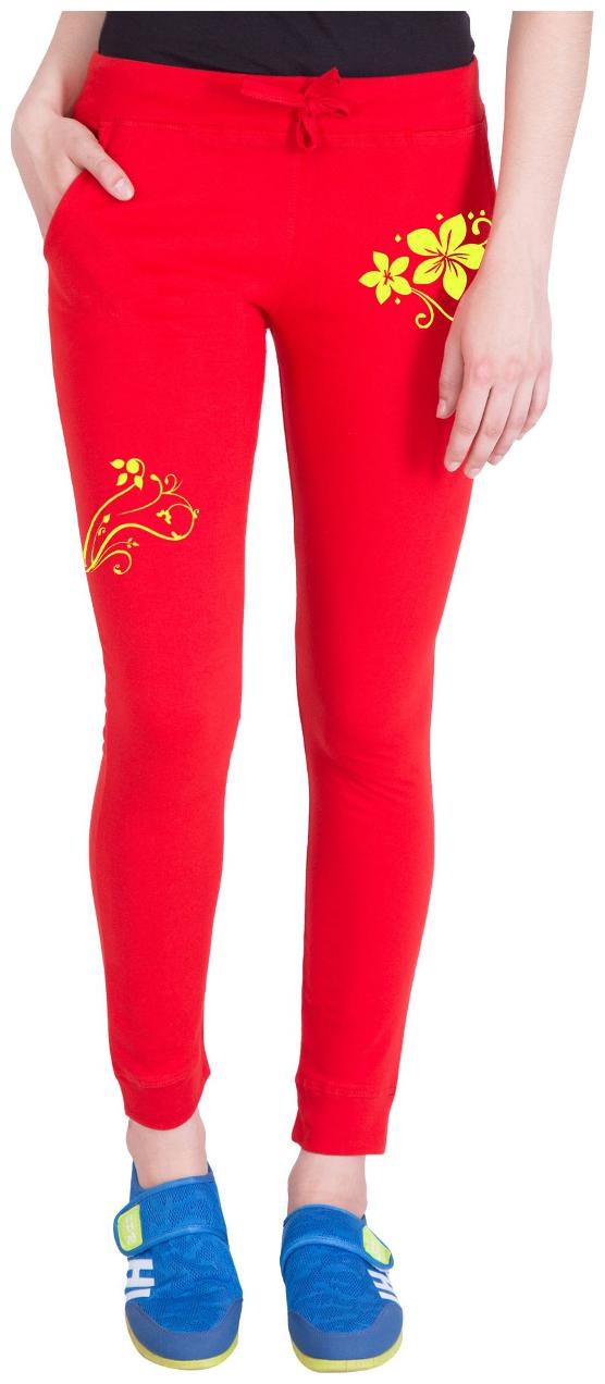 

American-Elm Women Regular fit Cotton Printed Track pants - Red