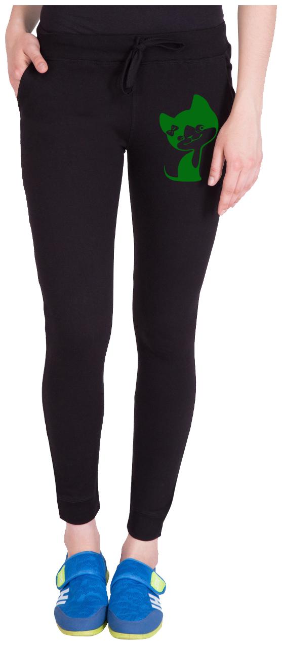 

American-Elm Women Regular fit Cotton Printed Track pants - Black