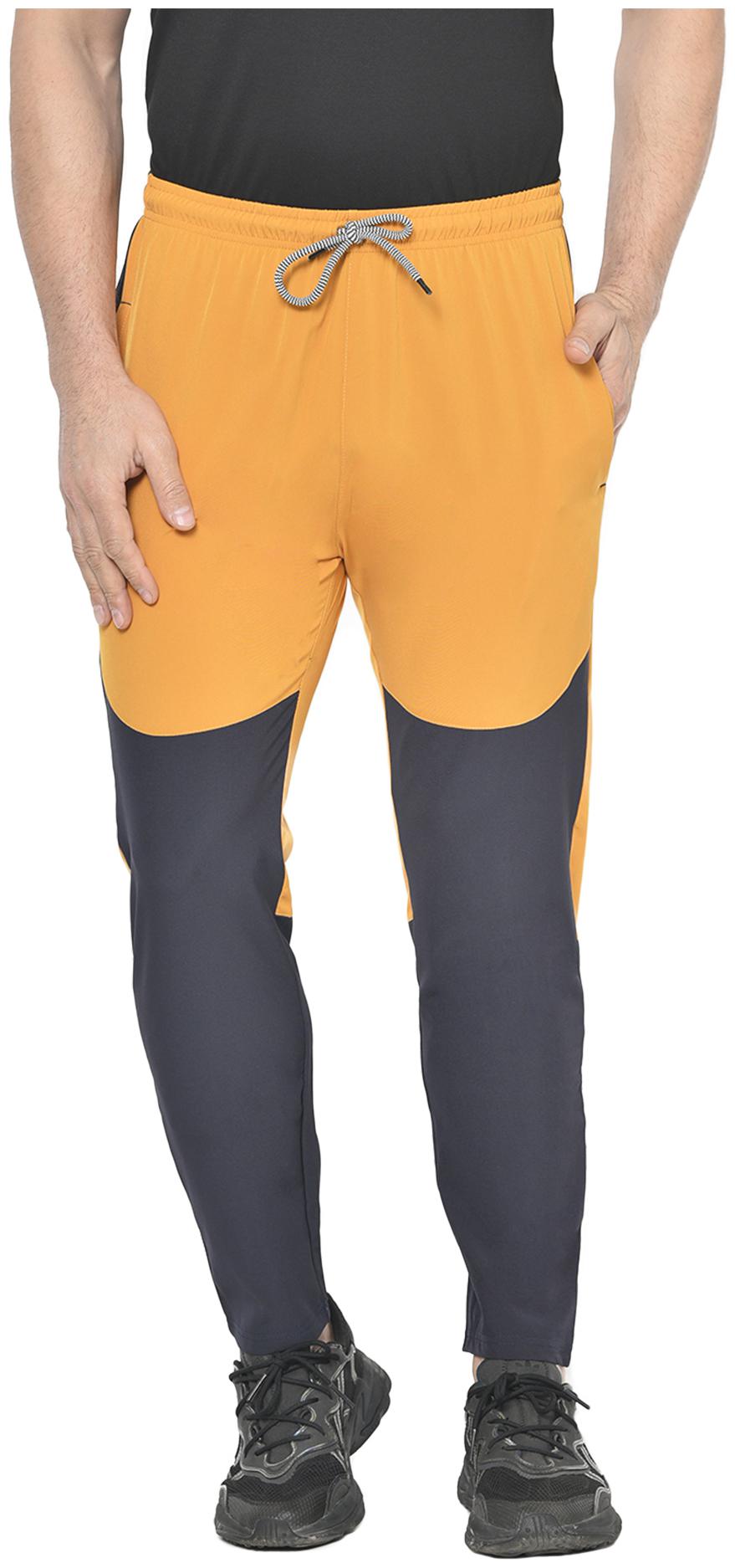 

American-Elm Polyester Colorblocked Yellow Navy Blue Color Track Pant For Men