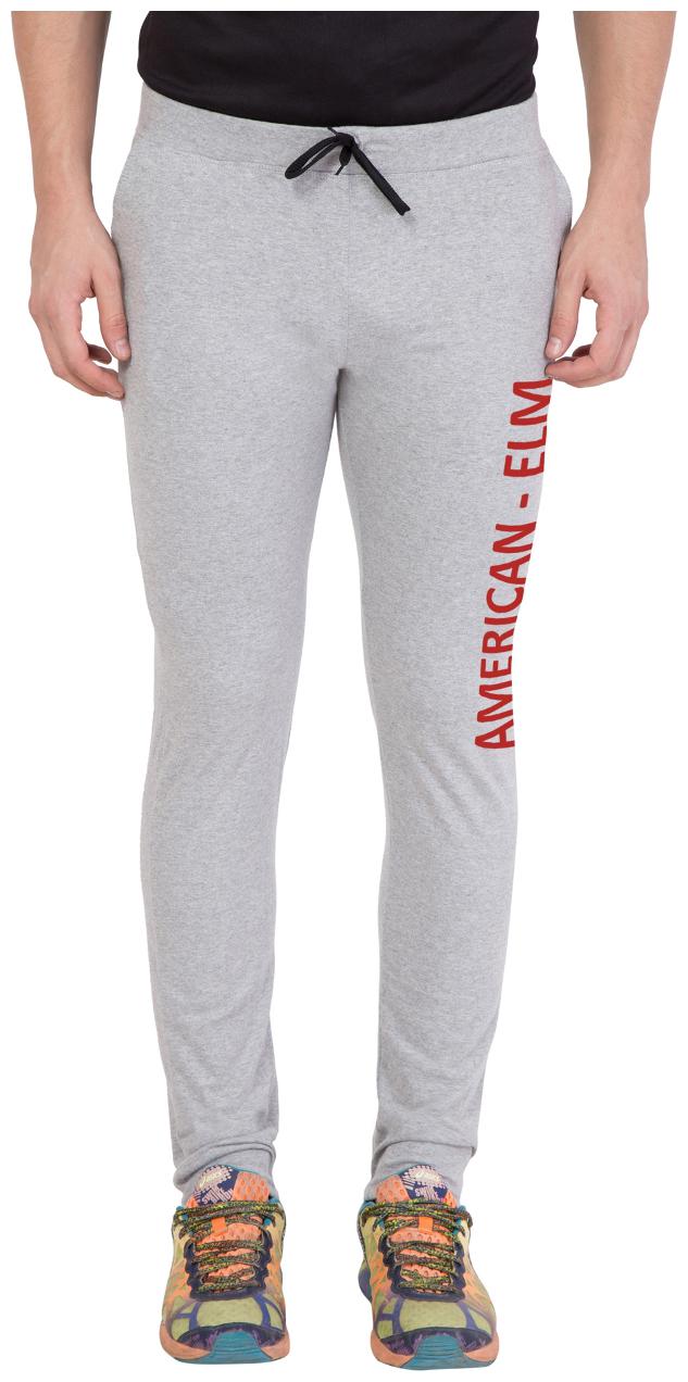 

American-Elm Men s Grey Printed cotton Trackpant