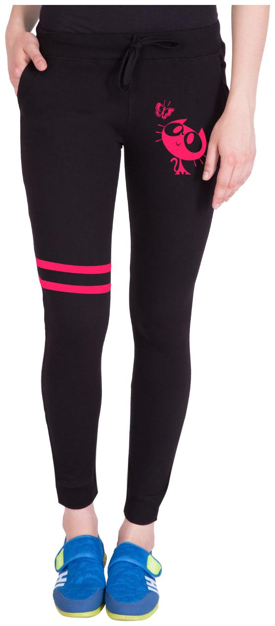 

American-Elm Women Slim fit Cotton Printed Track pants - Black