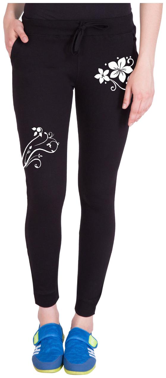 

American-Elm Women Regular fit Cotton Printed Track pants - Black