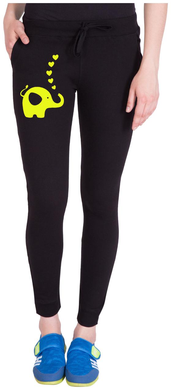 

American-Elm Women Regular fit Cotton Printed Track pants - Black